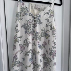 LOFT White Floral Buttoned Blouse